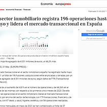 El sector inmobiliario registra 196 operaciones hasta mayo y lidera el mercado transaccional en Espaa